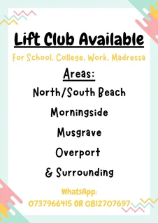 School, work, Madressa and College Lift Club offered