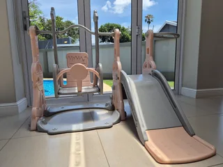 Toddler Slide and Swing Set 3 in 1: Indoor &amp; Outdoor Kids Playground with Basketball Hoop