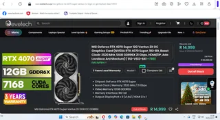 ASUS Dual GeForce RTX 4070 SUPER EVO OC Edition 12GB GDDR6X only R10400 not neg