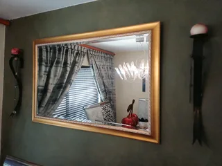 Huge Mirror & Steel candle holders