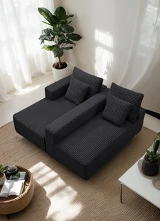 The Home Stores' Customized Twin Chaise Lounge Sofa In Conrod Grey Fabric