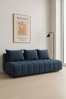 The Home Stores' Three Seater Lounge Sofa Couch With Cushions In Assorted Blue Fabric Velvet