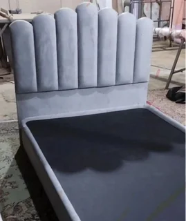 The Home Stores' Single Bed Base Sleigh Frame Structure In Velvet With Vertical Panels