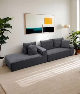 The Home Stores' Combined Chaise & Two Seater Grey Conrod Fabric Lounge Sofa