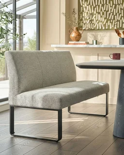 The Home Stores' Linen Bench With Steel Leg Support Structure Three Seater