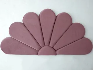 The Home Stores' Flower Design Double Headboard In Pink Velvet Wall Mountable