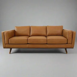 The Home Stores' Genuine Leather Light Brown Lounge Sofa Couch Loose Cushion Design