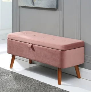 The Home Stores' Velvet Blanket Box Storage With Wooden Legs