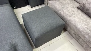 The Home Stores' Grey Linen Big Square Ottoman