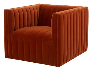 The Home Stores' Square Tub Chair Orange Velvet Lounge Sofa Couch