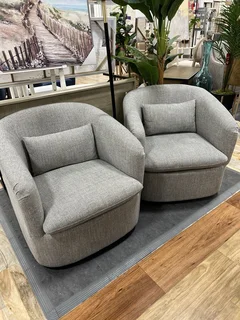 The Home Stores' Twin Tub Chairs In Linen Fabric Various Colors With Small Rectangular Cushions