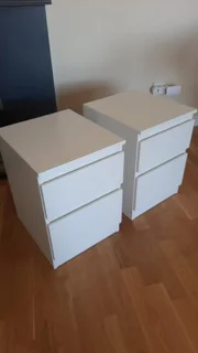 The Home Stores' Double White Super Wood Pedestals Push Effect Drawers