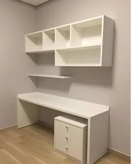 The Home Stores' Built In Cupboard In White Melamine For Office Area