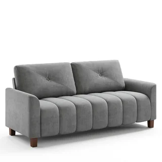 The Home Stores Two Seater Velvet Lounge Sofa Elegant Design With Back Rest Cushion With Pull Stud