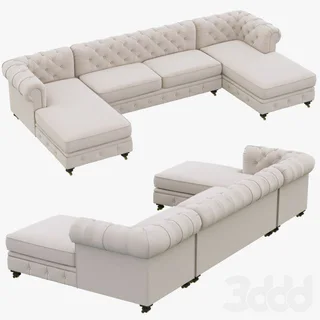 The Home Stores' Four Seater Double Day Bed Lounge Sofa Suite Chesterfield Design