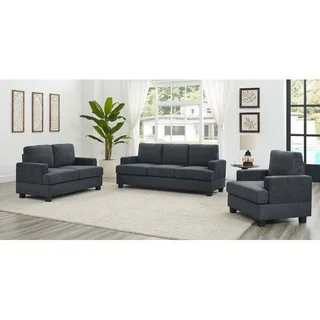 The Home Stores' Lounge Suite Set Sofa 3+2+1 In Dark Grey Velvet Loose Cushion