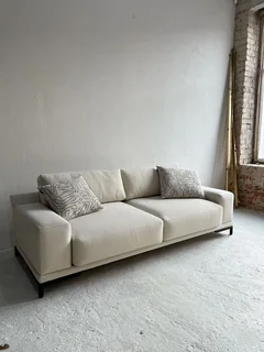 The Home Stores' Two Seater Linen Cream Lounge Sofa Couch Elegant Classy Look & Design