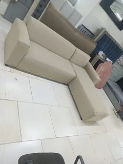 The Home Stores' LHS Day Bed Corner L-Shape Lounge Sofa Couch In Beige Linen Fabric