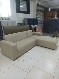 The Home Stores&#39; LHS Day Bed Corner L-Shape Lounge Sofa Couch In Beige Linen Fabric