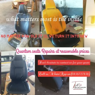 Re-upholstery of any kind of seats,chairs and couches, No matter how old it is,we turn it into knew