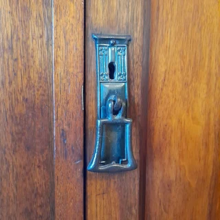 Antique solid Satin Walnut wardrobe, dressing table and bedside pedestal.
