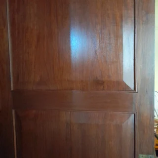 Antique solid Satin Walnut wardrobe, dressing table and bedside pedestal.