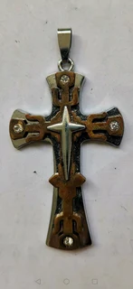 Stainless steel and brass cross