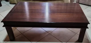 Brown Wood Living Room or Coffee Table with Two Side Tables For Sale!