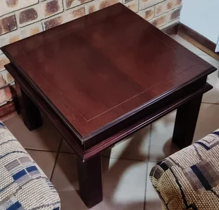 Brown Wood Living Room or Coffee Table with Two Side Tables For Sale!