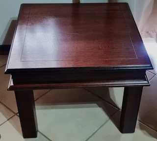 Brown Wood Living Room or Coffee Table with Two Side Tables For Sale!