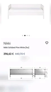 New Nikki WOOOD single sofa bed and new high quality Cloud Nine mattress, 73x100x208 cm. Table View.