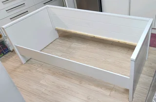 New Nikki WOOOD single sofa bed and new high quality Cloud Nine mattress, 73x100x208 cm. Table View.