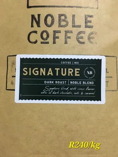 Noble Signature is a dark roast  blend of Tanzania and Brazil Arabica coffee beans.The two Arabica v
