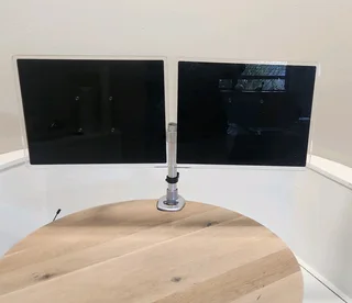 Dual monitor ergo  concept. Manage your workspace with this quality ErgoArm system