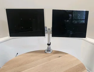 Dual monitor ergo  concept. Manage your workspace with this quality ErgoArm system