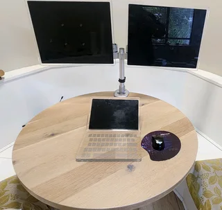 Dual monitor ergo  concept. Manage your workspace with this quality ErgoArm system