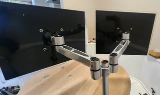 Dual monitor ergo  concept. Manage your workspace with this quality ErgoArm system