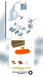 Volkswagen Golf Jetta Side Marker Light Genuine 2E0945061CCrafter Panel van 2010-2016 Side Marker Li