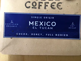 Decaffeinated coffee. Mexico EL Tucan HG Chiapas Decaffeinated beans