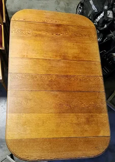 Extendable oak dining table and 6 chairs