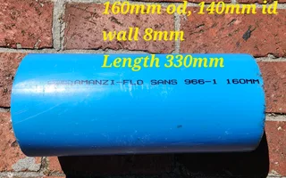 PVC-U Pressure Pipe 160mm od, 8mm wall. 330mm long.