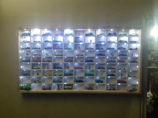 LED lit Display for.Only R450. this Wall Mounted,100 car Dinky toy Display