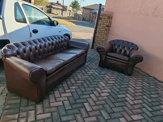 Genuine Chesterfield couches 3&#43;1,in perfect condition