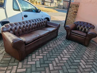 Genuine Chesterfield couches 3&#43;1,in perfect condition