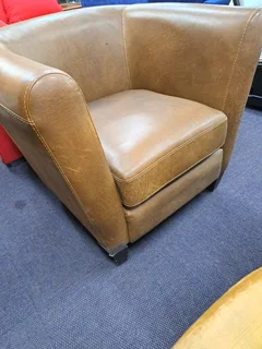 Occasional Chair in Brown leather for Sale