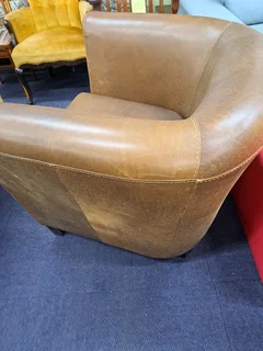 Occasional Chair in Brown leather for Sale