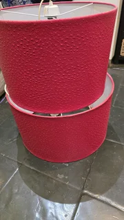 2 Lamps, red, &#34;ostrich&#34; texture