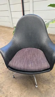 Ostrich leather swivel chair
