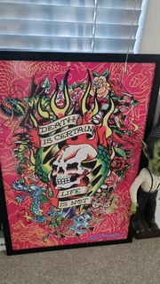 Ed Hardy glass framed poster for sale