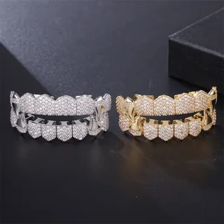 Extremely Luxurious Imported Excellent Quality Hip Hop Iced Out Fangs Grillz Sets.